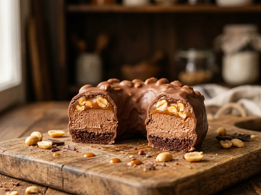 Донат-кейк «Snickers» в разрезе